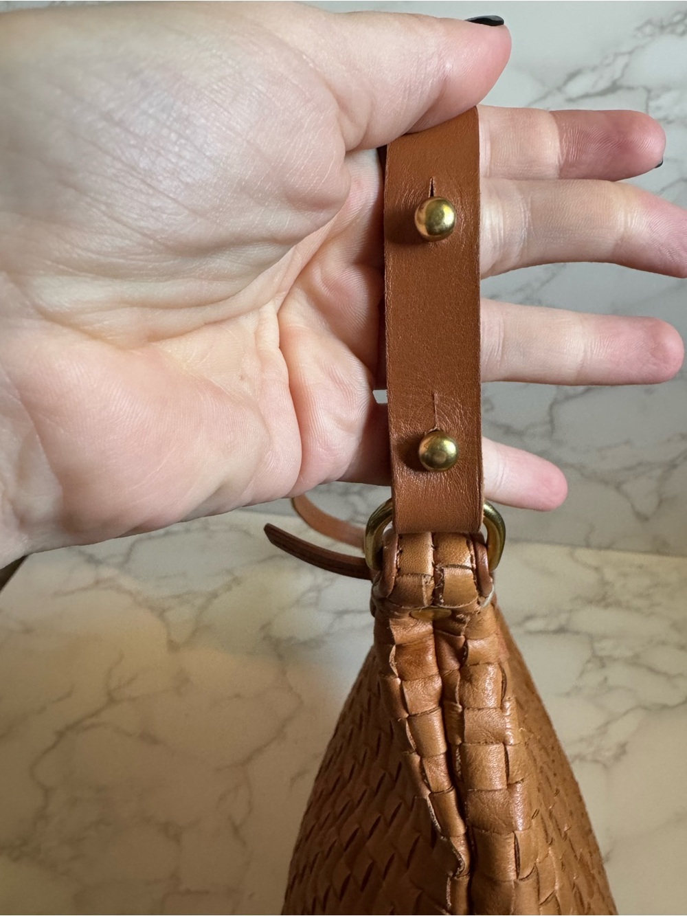 Clare V. Petite Jeanne | Natural Woven Checker | Leather Shoulder Bag - Picture 4 of 10
